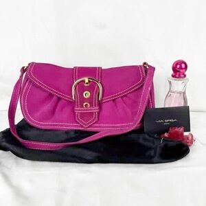 Via Spiga Magenta Suede Leather Shoulder Bag- Dust Bag+Authenticity Card- Y2K